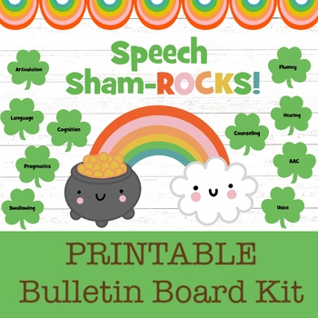 Preview of Speech Sham-ROCKS St. Patrick’s Day March Bulletin Board/Door Decor Kit for SLPs