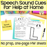 Speech Sound Cues Summer Homework Parent Resource Sheets A