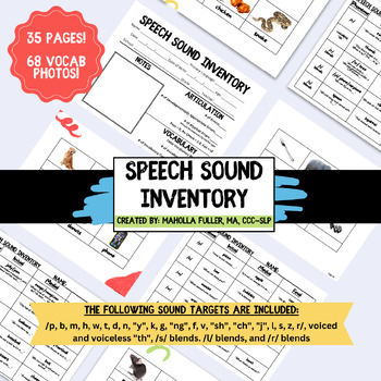 Preview of Speech Sound Inventory - Articulation Screener - Informal Speech Assessment