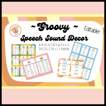 Preview of Speech Sound Lists - Groovy/Retro theme for SLPs