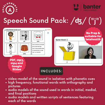 Preview of Speech Sound Pack (Initial, Medial, Final): /ʤ/ (“j”)-flashcards, audio & video