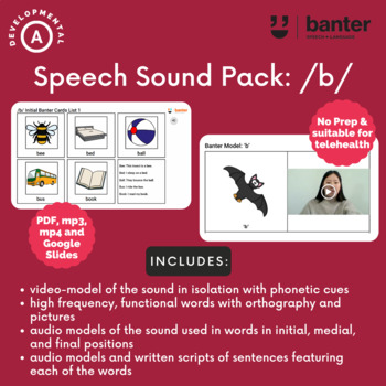 Preview of Speech Sound Pack (Initial, Medial and Final): /b/ (flashcards, audio and video)