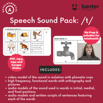 Preview of Speech Sound Pack (Initial, Medial and Final): /t/ (flashcards, audio and video)
