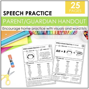 Preview of Speech Sound Parent / Guardian Handout | Articulation Word Lists Summer Practice