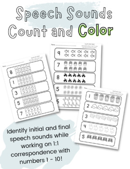Preview of Speech Sounds 1:1 Correspondence Counting Numbers 1-10