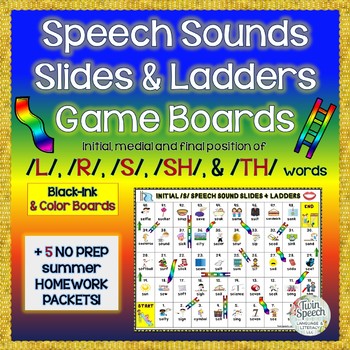 Preview of Speech Sounds Slides & Ladders Games /L/, /R/, /S/, /SH/, /TH/