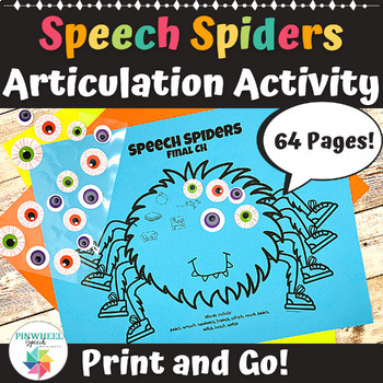 Preview of Speech Spiders Printable Articulation Activity Speech Therapy Halloween Spider