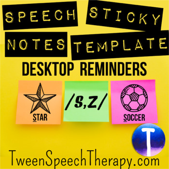 Preview of Speech Sticky Notes Desktop Reminders: /S,Z/