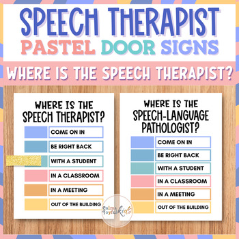 Preview of Speech Therapist Door Sign Where is the SLP Language Pathologist Room Decor Art