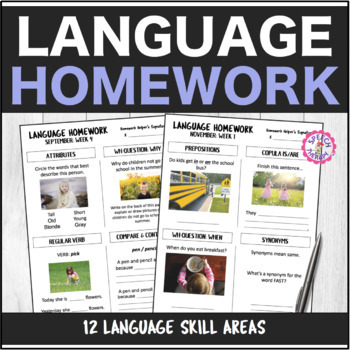 Preview of Speech Therapy 10 Month Language Homework Interactive PDF Distance Learning