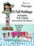Speech Therapy 3 Fall Articulation R & L Holiday Bundles