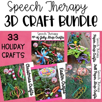 Preview of Speech Therapy 3D Crafts BUNDLE with Articulation and Language Goals Paper Strip
