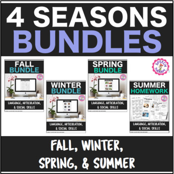Preview of 4 Seasonal Bundles Interactive PDF: Lang, Articulation, & Social Skills