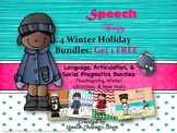 Speech Therapy 4 Winter Holiday Bundles Get 1 FREE