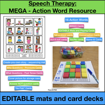 Preview of (Distance Learning) Speech Therapy: Action Word Mats and Playing Cards