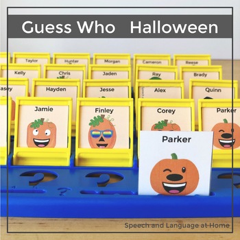 Preview of Speech Therapy Activity | Halloween Guess Who Game Companion | Fall