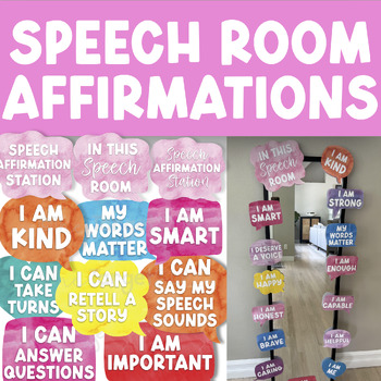 Preview of Positive Affirmations for Speech Therapy/"I Can" Station Functional Decor Bundle