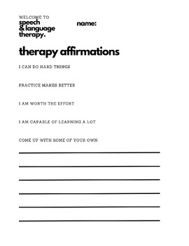 Preview of Speech Therapy Affirmations for Learning