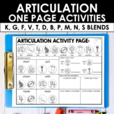 Articulation Activities - K, G, F, V, M, N, P, B, S sounds