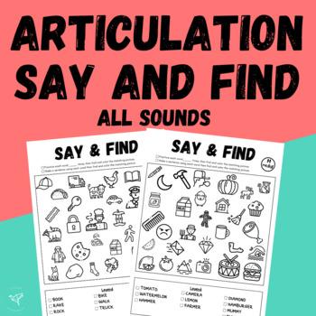 Speech Therapy Articulation Activity Say And Find All Sounds 