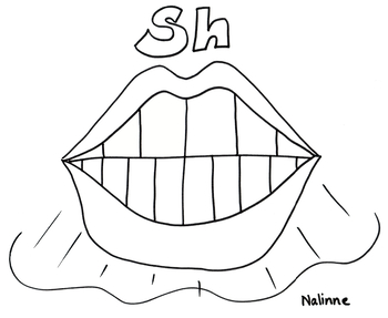 Preview of Speech Therapy Articulation MOUTH - SH - Coloring Page / Visual Aid