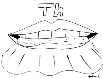 Preview of Speech Therapy Articulation MOUTH - TH - Coloring Page / Visual Aid