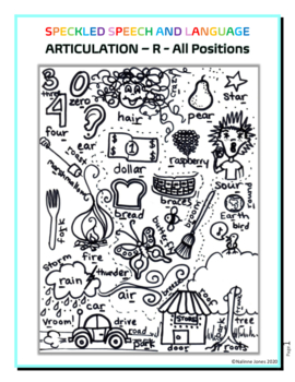 Preview of Speech Therapy Articulation - R All Positions- Search and Find Coloring Page