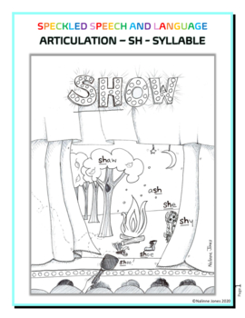 Preview of Speech Therapy Articulation - SH SYLLABLE Words - Search and Find Coloring Page