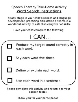 Preview of Speech Therapy Articulation Word Searches