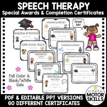 Preview of Speech Therapy - Awards & Certificates - Grad - Write on PDF, Type in PPT