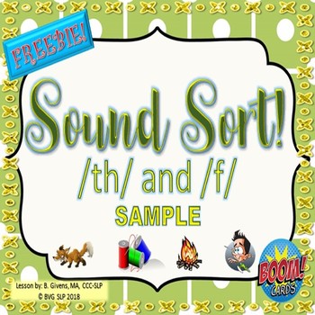Speech Therapy BOOM CARDS FREEBIE Sound Sort TH & F Articulation - Teletherapy