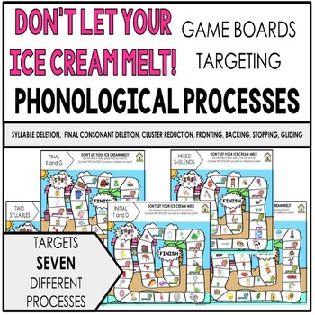 Preview of Speech Therapy BOOM CARDS board games for PHONOLOGICAL PROCESSES- NO PRINT
