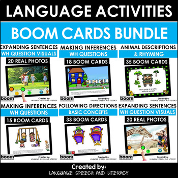 Preview of Speech Therapy WH Question Picture Scene Boom Card Activity, Spring, ESL, SPED