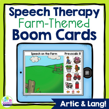 Preview of No Print Speech Therapy Boom Cards for Articulation and Language | Farm