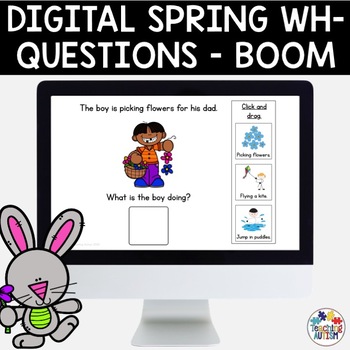 Preview of Speech Therapy Boom Cards Spring Wh- Questions | Distance Learning