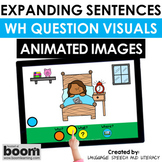Speech Therapy Boom Card Activity, WH Question Visuals, Ex