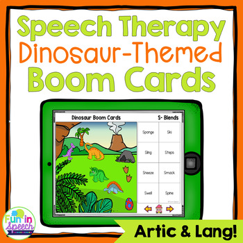 Preview of No Print Speech Therapy Boom Cards for Articulation and Language | Dinosaurs