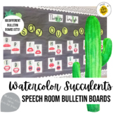 Speech Therapy Bulletin Board Decor | Watercolor Cactus | 