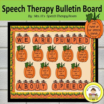Preview of Speech Therapy Bulletin Board and Room Decor for Fall with Pumpkin Theme