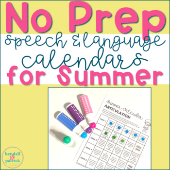 Preview of Speech Therapy Calendar for Summer Homework