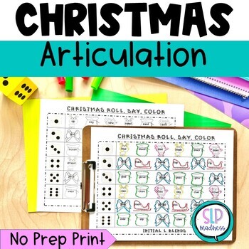 Preview of Christmas Holiday Speech Therapy Articulation Activities December Speech Therapy