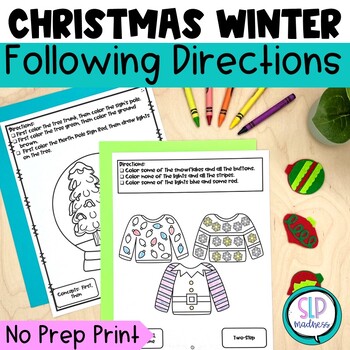 Preview of Christmas Speech Therapy Winter Following Directions Activities Basic Concepts
