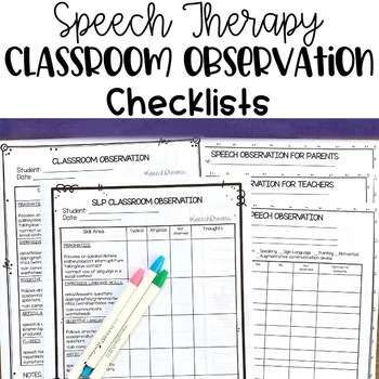 Preview of Speech Therapy Classroom Observation Quick Data Collection Checklist Assessment