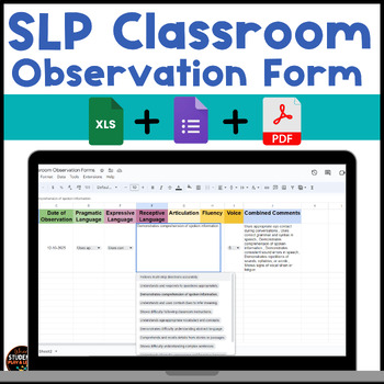 Preview of Speech Therapy Classroom Observation Forms Checklist IEP data collection sheets