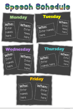 Preview of Speech Therapy Classroom Schedule