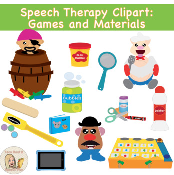 Preview of Speech Therapy Clipart- Games and Materials