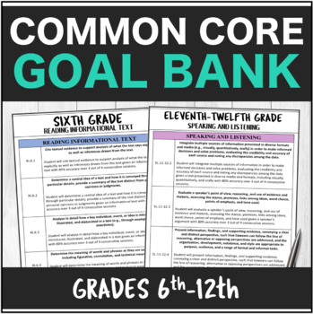 Preview of Speech Therapy Common Core Goal Bank Packet 6-12th Grade Bundle