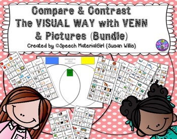 Preview of Speech Therapy Compare Contrast Same Different Venn & icon attributes VISUAL