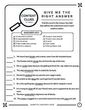 context clues 1st grade level vocabulary words for speech