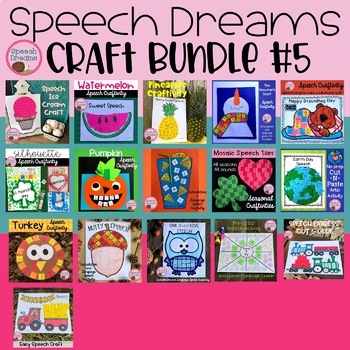 Preview of Speech Therapy Craft Bundle for Seasons and Holidays: Articulation & Language